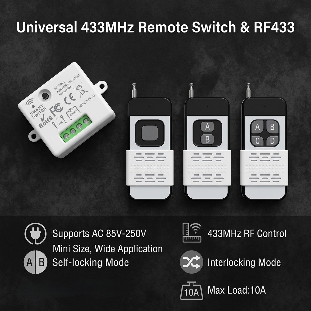 220V 1CH Wireless Remote Contr – 433Mhz Receiver Module recenzja i cena
